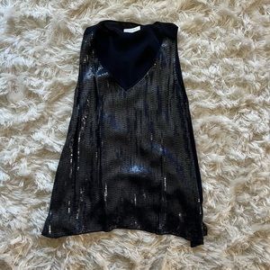 Lola and Sophie sequin navy blue tank top